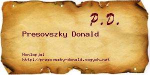 Presovszky Donald névjegykártya